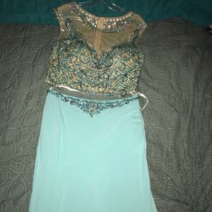 Blue two piece prom dress